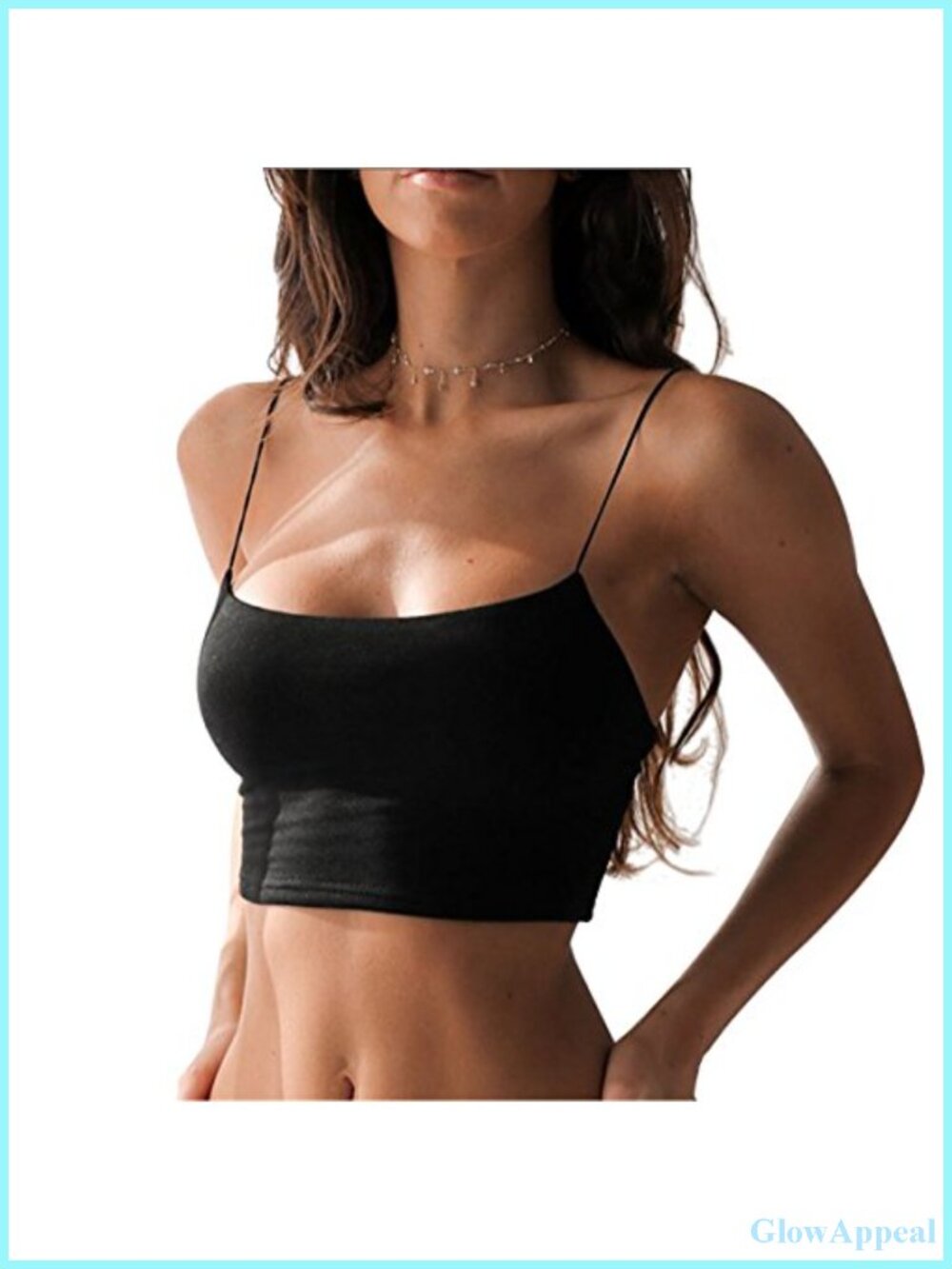Women's Cotton Spandex Crop Top Spaghetti Strap Camisole Summer Cami